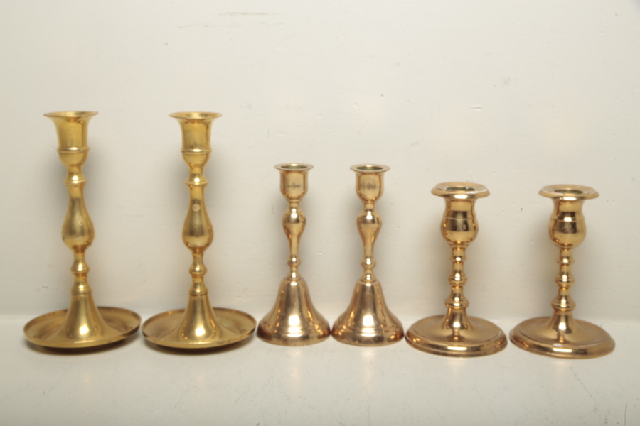 Ljusstakar i mässing, 3-par