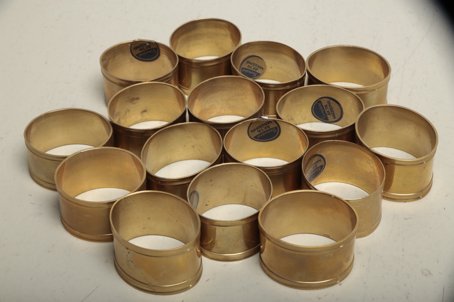 Servettringar i mässing, 16st, 1900-tal