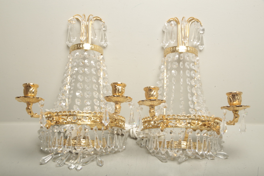 Vägglampetter, 1-par i mässing, 1970/1980-tal