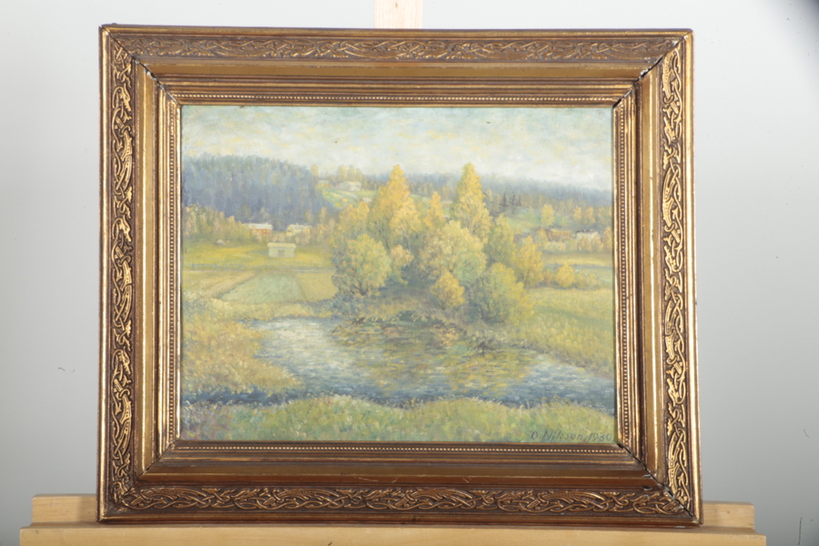 Olov Nilsson, olja på pannå, Signerad 1930