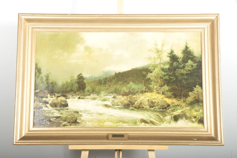 Oljetryck-"Fjällforsen", Kopia efter G.A Rasmussen 