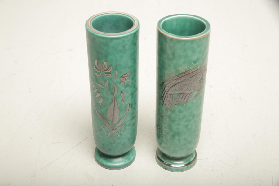 Vaser, 1-par, Gustavsberg "Argenta", Design: Wilhelm Kåge