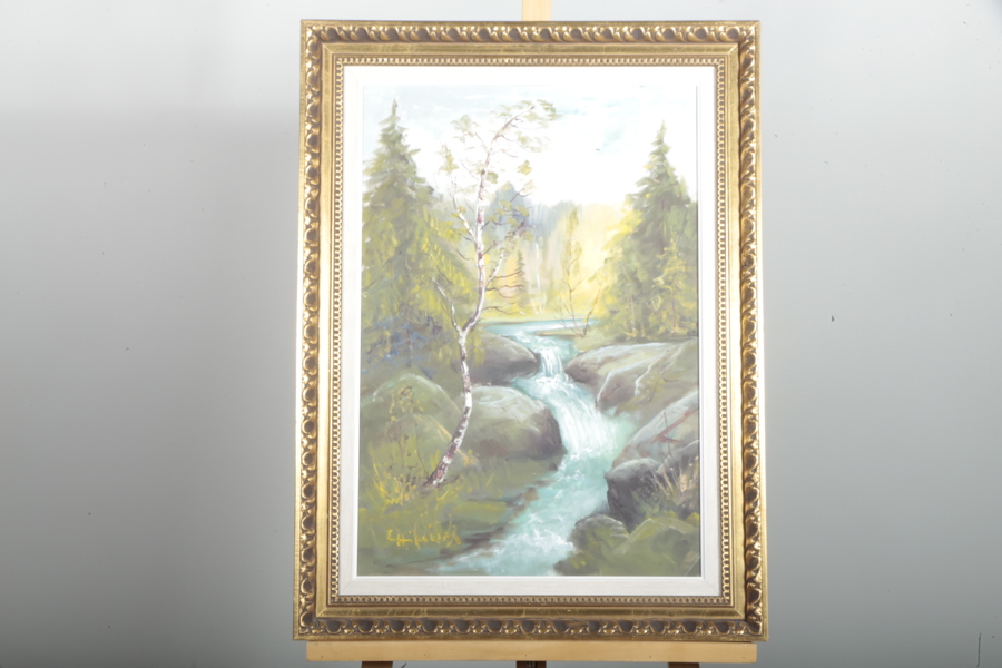 Gösta Hillding, Olja på duk "Landskap", signerad