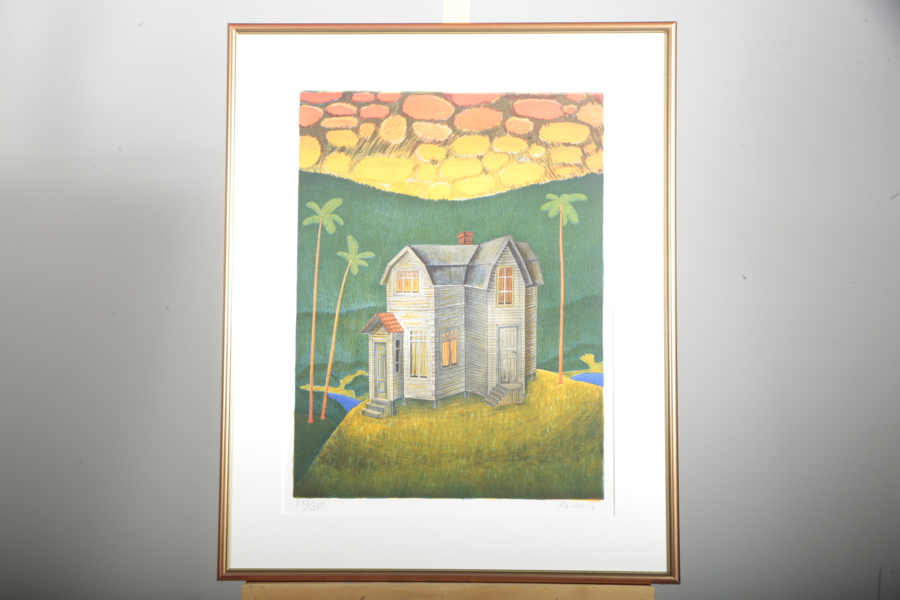 Mårten Andersson, färglitografi "Teklas hus", signerad N:o 231/280