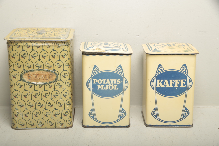Plåtburkar, 3st, 1900-tal