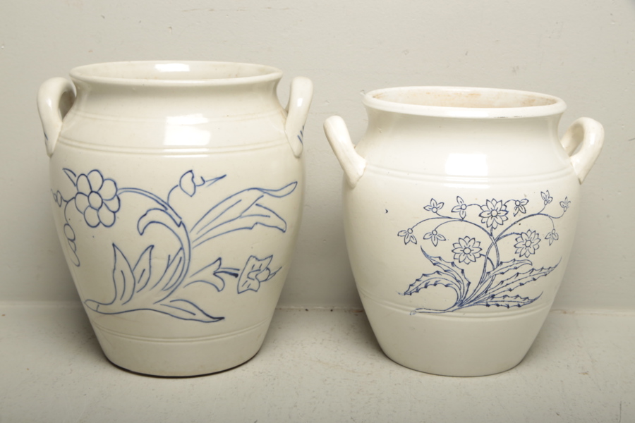 Blåvita krukor, 2st 