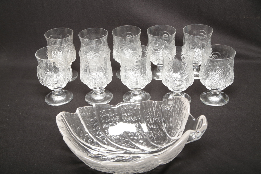 Orrefors fotglas "Påfågel", 10st, Design: Lars Hellsten 