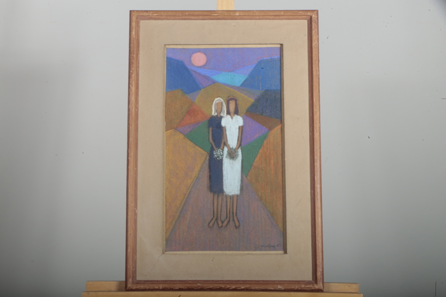 Einar Vianden, pastell, "Natt och dag" signerad- 51