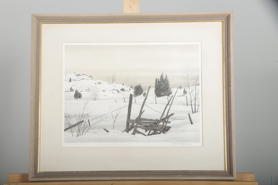Reinhold Ljungren, Litografi "Vinterlandskap" N:o 14/310, signerad