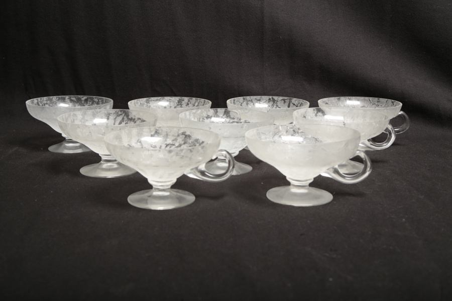 Efterrättsskålar, 9st, Johansfors Glasbruk