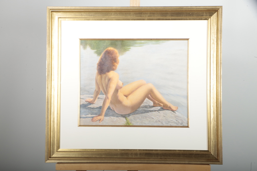 Anders Olsson, pastell, "Kvinnoporträtt" signerad-76