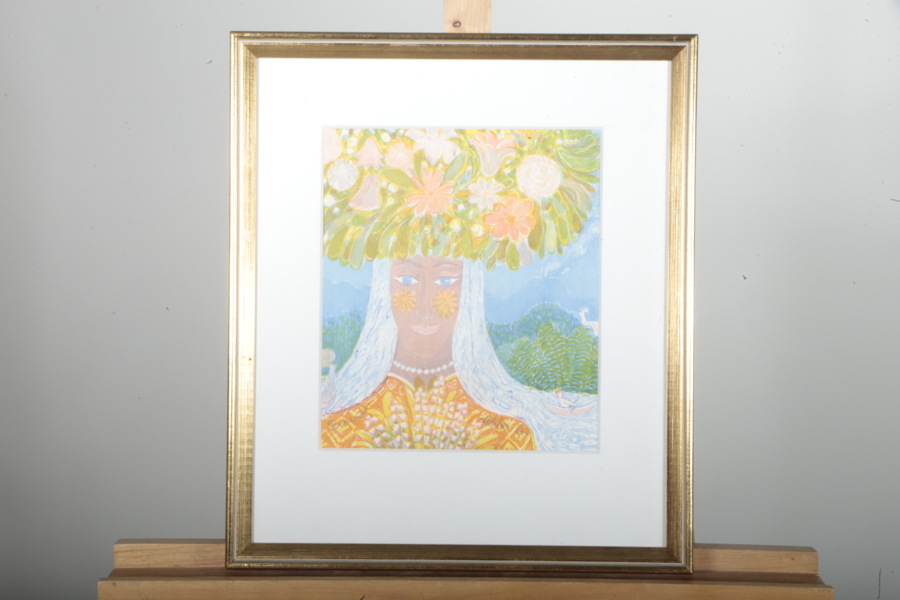 Mårten Andersson, färglitografi- "Härjedalsbruden", provex. Signerad