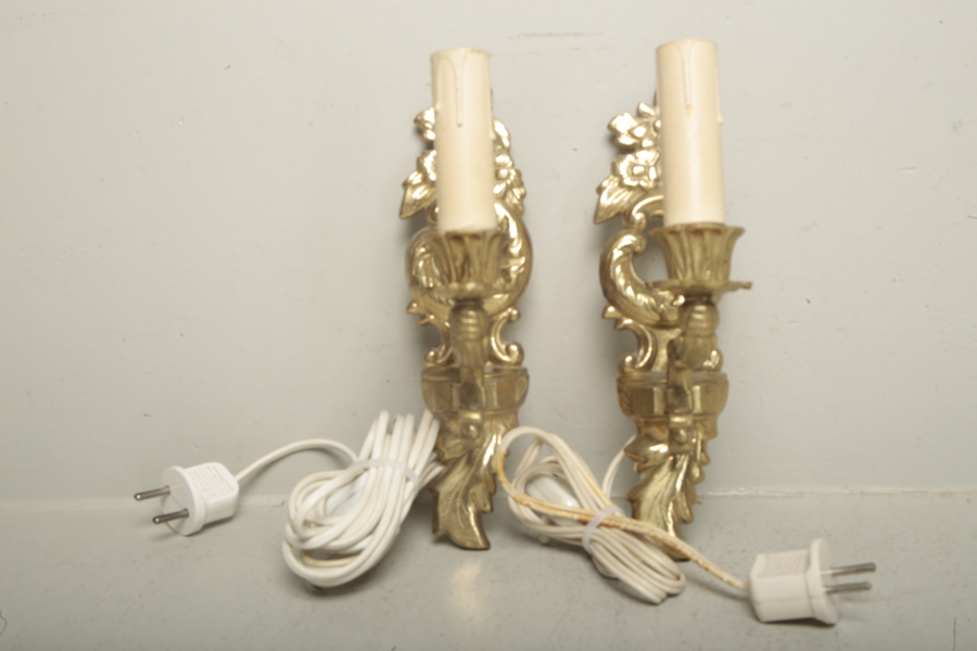 Vägglampetter i mässing, 1-par, 1900-tal