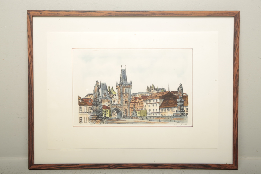 Akvarell, okänd konstnär, signerad-1989