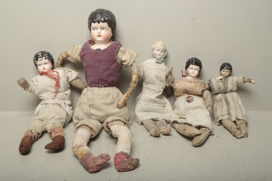 Porslinsdockor, sekelskiftet, 5st