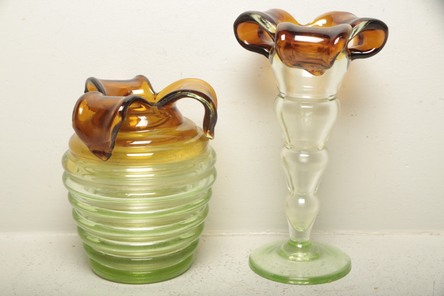 Trelleborgs glasbruk, "Ananasvaser" 2st 