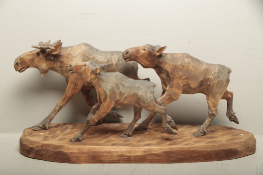 Werner Sjöberg, skulptur i trä, signerad 1956