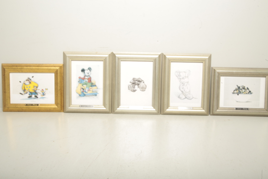 Lasse Åberg ramade tryck, 5 stycken