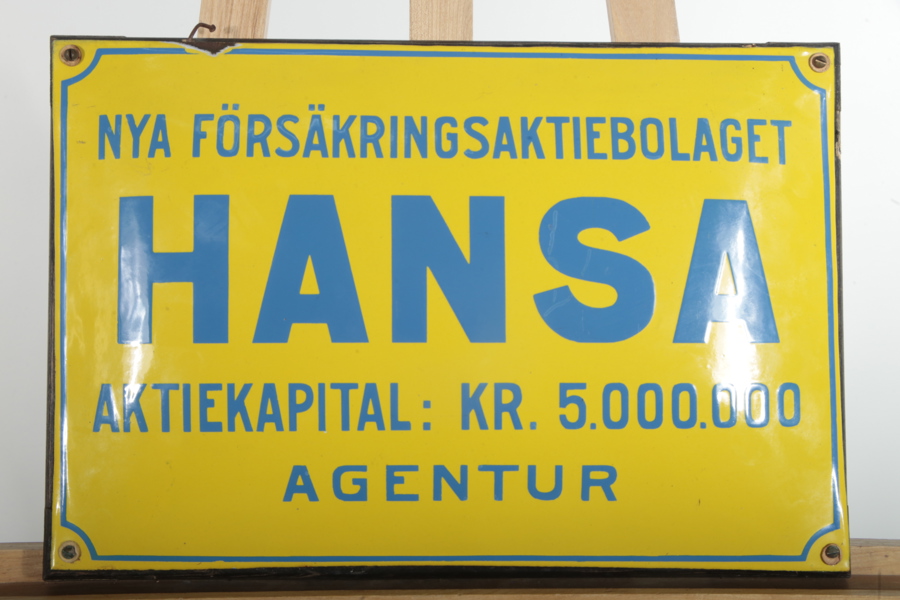 Emaljskylt "Hansa Agentur" 1900-tal