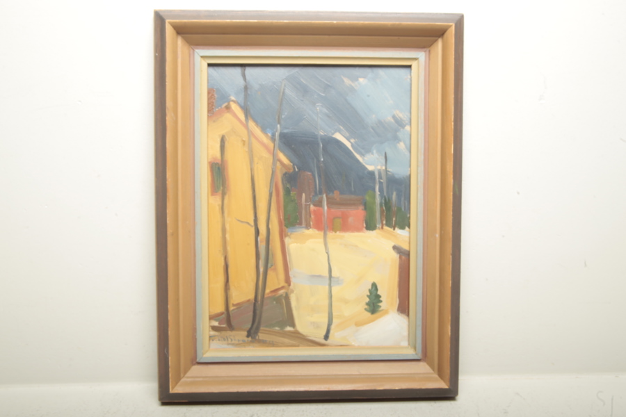 Fritiof Strandberg, Olja på pannå "Gul Husgavel" Signerad