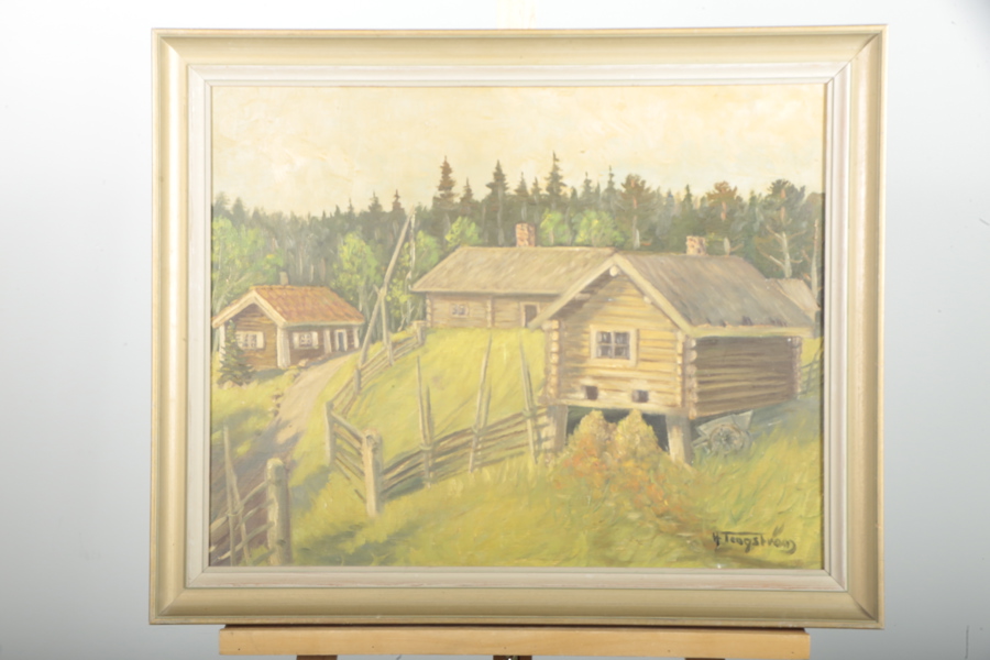 H.Tengström, Olja på pannå "Färbovall", Signerad