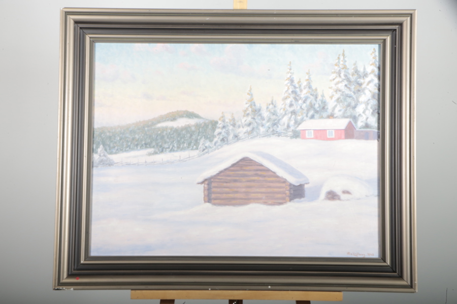 Otto Lindberg, Olja på duk- "Vinterlandskap", Signerad 1940