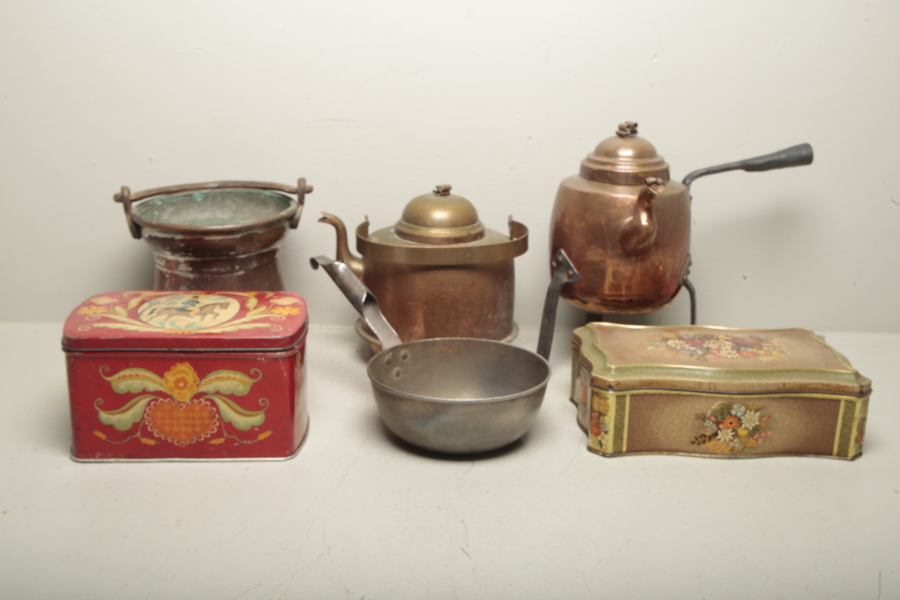 Parti diverse kopparföremål m.m.