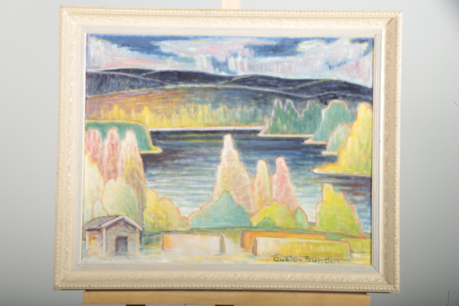 Gustav Sundin- Olja på pannå, Signerad