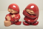 Nittsjö Keramik, 6st Figuriner "Tomtar", Design: Elaine Westh