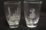 Ekenäs Glashytta-Vaser, 2st, Signerad: T.Racov