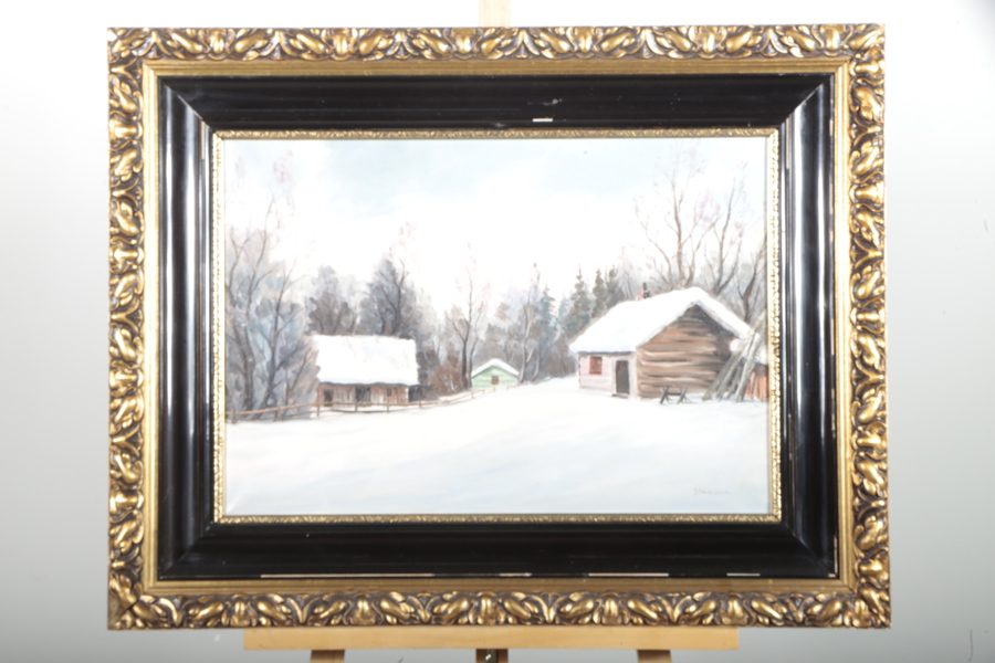 Olja på duk "Vinterlandskap", Signerad: Sandgren