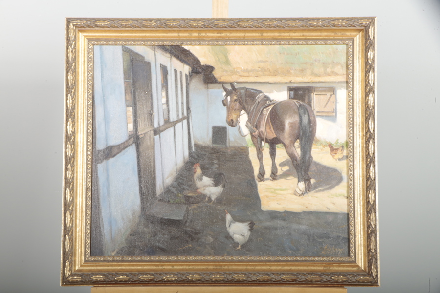 Knud Edsberg, Olja på duk "Lantgård", Signerad