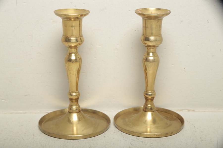 Ljusstakar, 1-par i mässing, 1800/1900-tal 