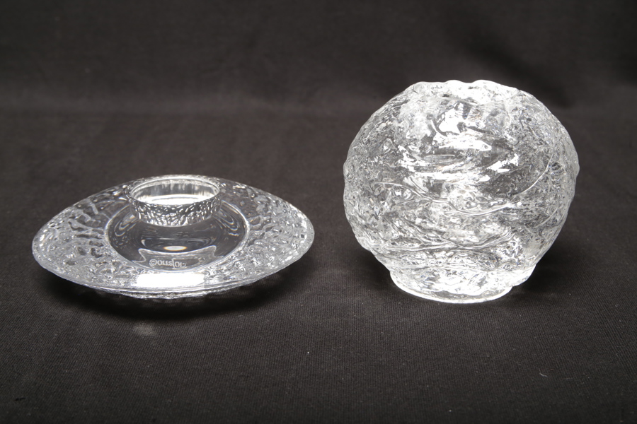 Orrefors ljuslykta "Diskus" & "Snöboll"