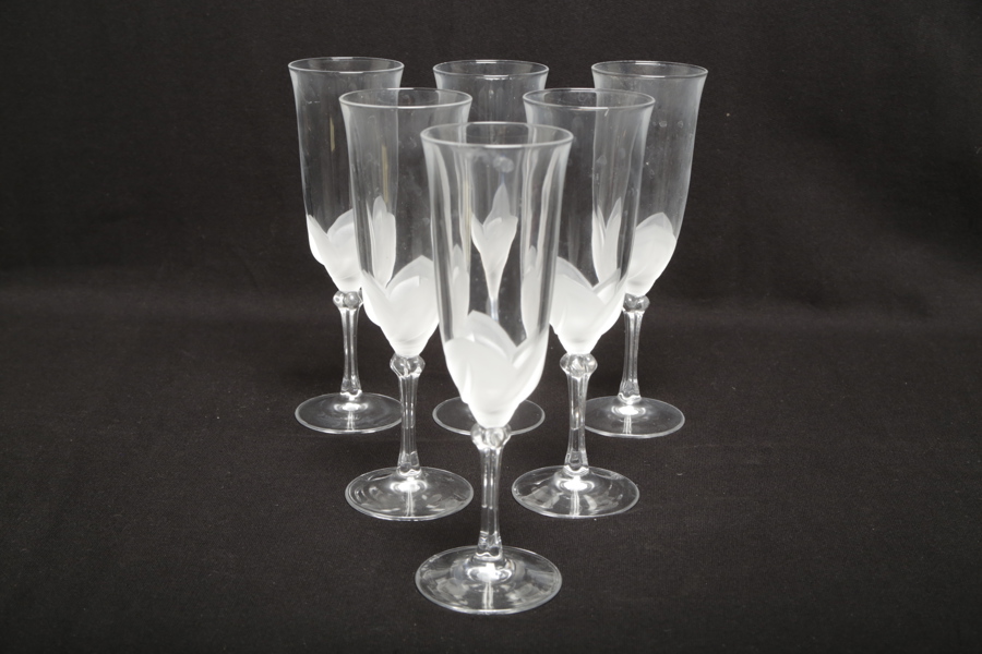 Champagneglas, 6st i kristall