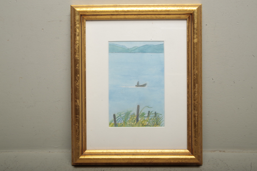 Sheila Norén- Akvarell "Kvällstur", Signerad