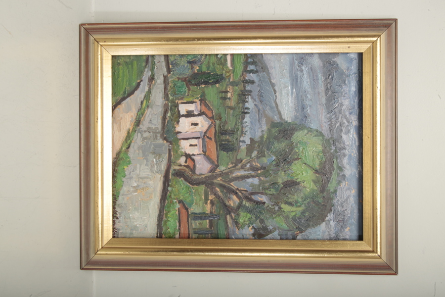 Harald Sandberg, Olja på duk, Motiv från "Bardolino Italien", Signerad