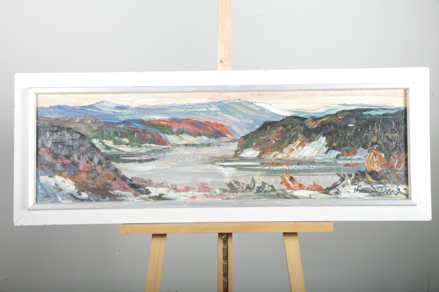 Olja på duk "Fjällmotiv", Okänd konstnär, Signerad 