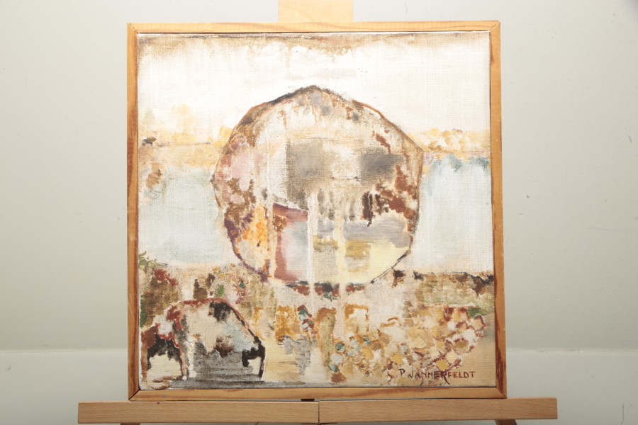 P. Jannefeldt- "Sten", Olja på duk, Signerad 1976