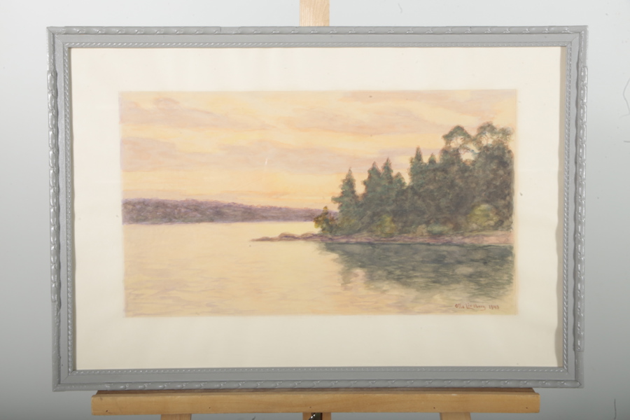 Otto Lindberg, Akvarell, Signerad 1943