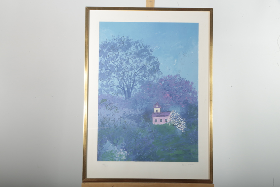 Karin Olsson, Färglitografi "Norrländsk sommar", Signerad, N:o 177/250 