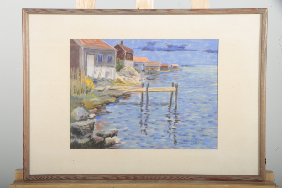 Akvarell, Okänd konstnär, Signerad Noh-58