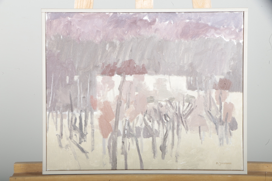 Mats Jonsson, Olja på duk "Vårskog", Signerad