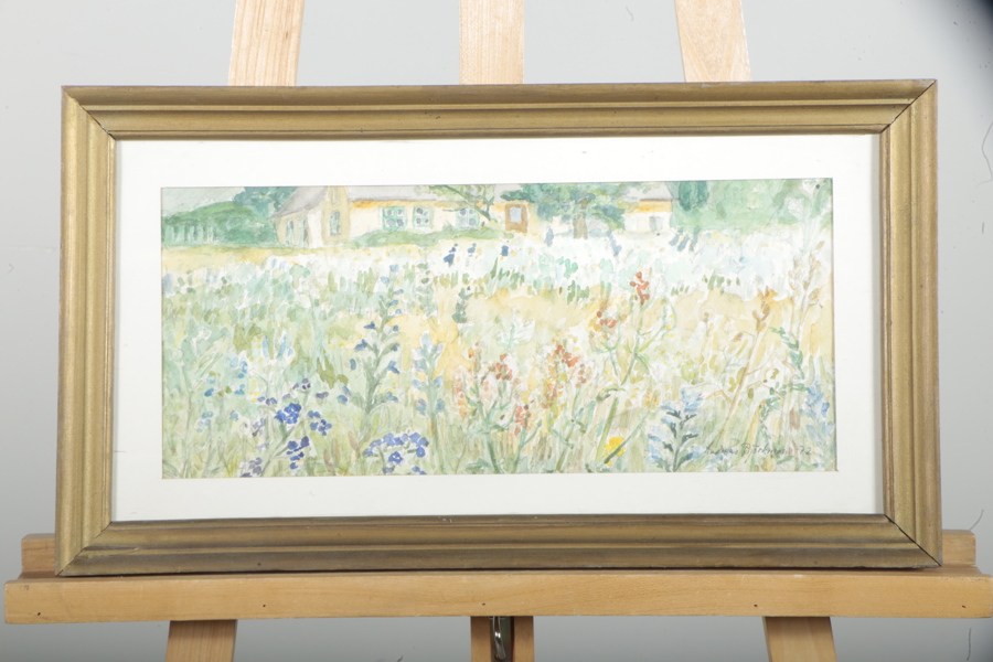 Anders Björkman, Akvarell "Blommande äng", Signerad-72