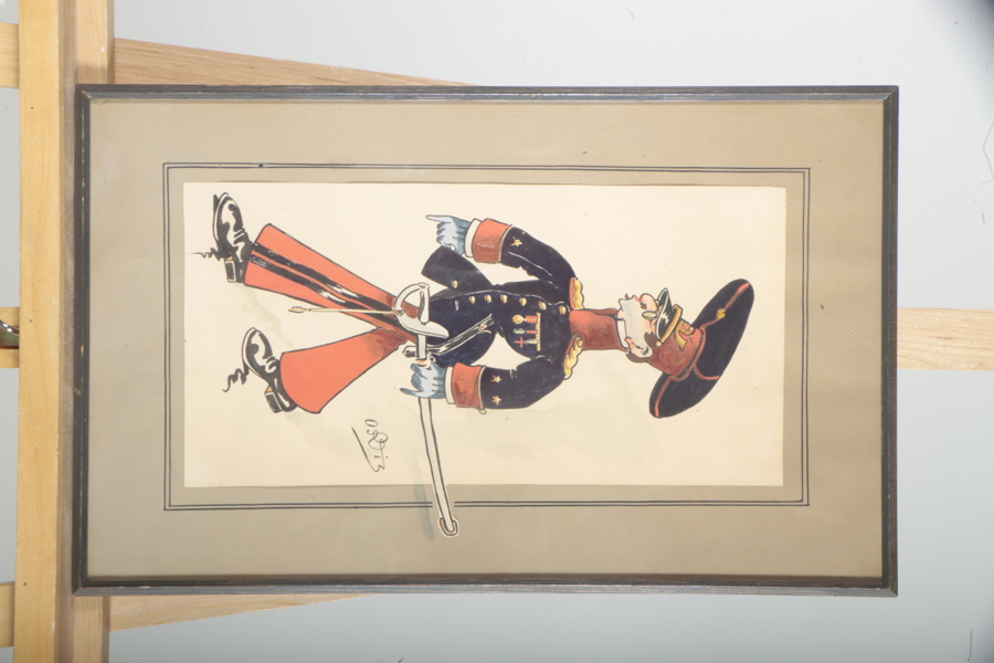 Tuschteckning, Signerad