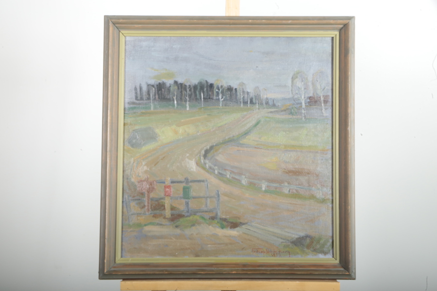 Fritiof Strandberg, Olja på duk "Vägen", Signerad 1939