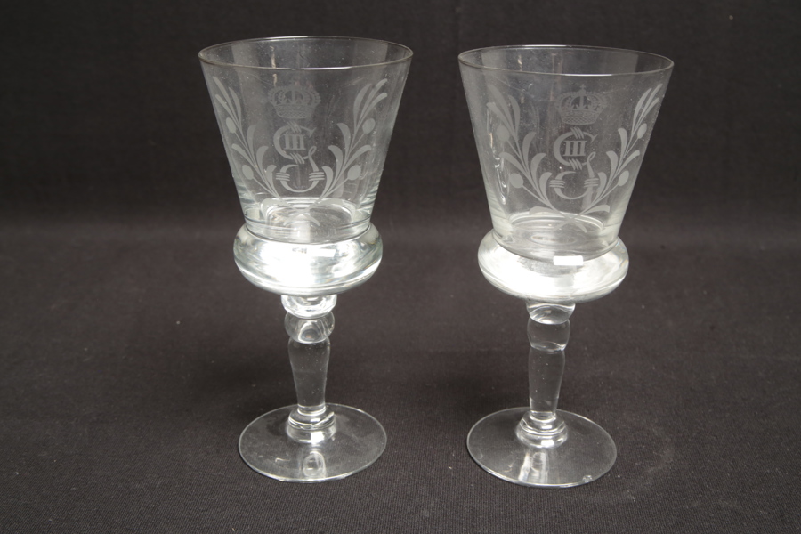 Reijmyre, Gustav III- Vinglas, 1-par med gravyrer