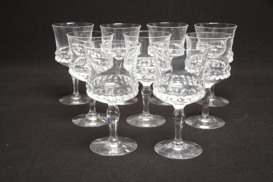 Orrefors kristallglas "Silvia", 9st vinglas, Design: Ingeborg Lundin 