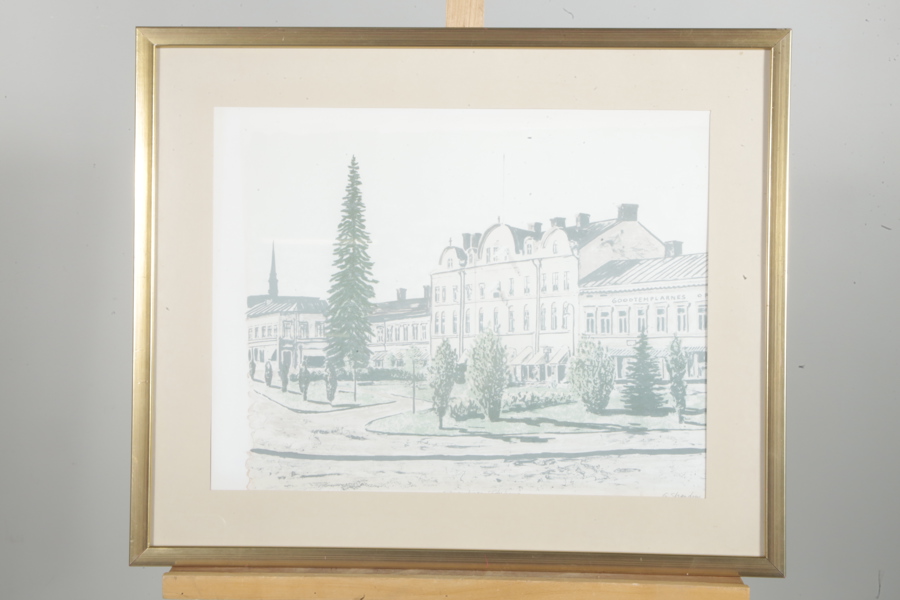 Göran Strandow, Färglitografi- "Sjömanshuset Söderhamn", Signerad N:o 310/400