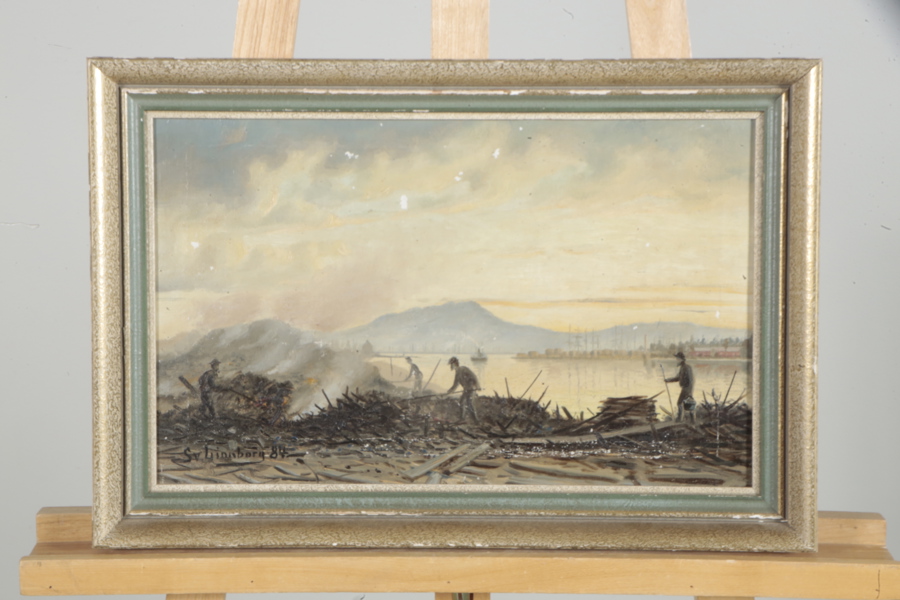 Sven Linnborg, Olja på duk- "Flottningsarbete"